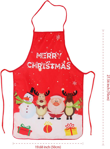 2 Pack Chistmas Apron, Holiday Kitchen Apron Christmas Santa Claus/Elk/Snowman S - Picture 7 of 12