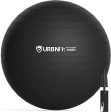 URBNFit Exercise Ball - Yoga Ball for Workout, Black 65 cm