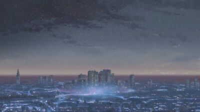 Anime makoto shinkai 5 centimeters per second cityscape Playmat Gaming Mat Desk