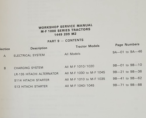 Massey Ferguson 1000 Series 1010-thur 1045 Lawn Tractor Service & Parts Manual - Picture 13 of 14