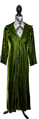 Dress & Maxi Overcoat Sz 6/8 Green Velvet Medieval Witchy Costume Fairy Goth - Picture 12 of 24