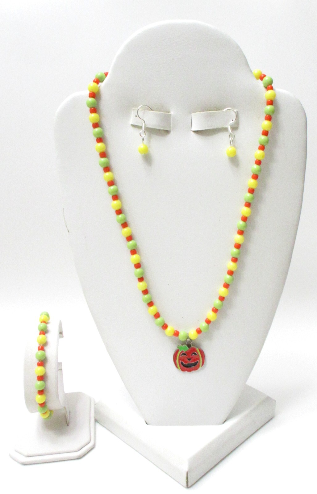 NEW--HALLOWEEN  YELLOW/GREEN/ORANGE  PUMPKIN 4 PIECE  GIRL'S JEWELRY SET-CUTE