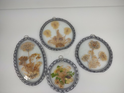 Pressed Flower Framed Wall Art Picture Ornament Suncatcher Lot Set Pewter USA - Picture 7 of 12