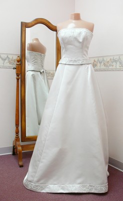 oyster satin wedding dress