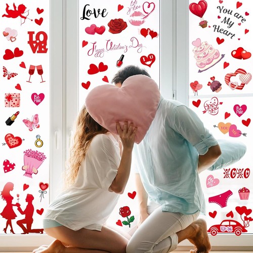 Mothers Day Decor Window clings 10 Sheet for Clings Heart Shape Red Decoration - Picture 6 of 8
