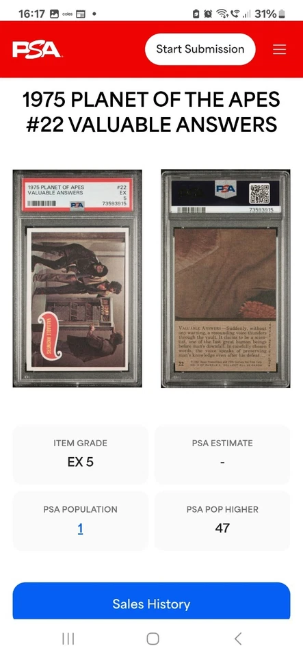 1975 Planet Of Apes Trading Card - Image 3 of 3