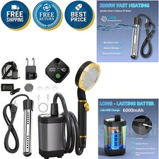 Portable Shower for Camping with Immersion Water Heater, 6000Mah Rechargeable Ca