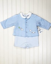 Vintage baby blue two piece romper NWT spring summer 6M