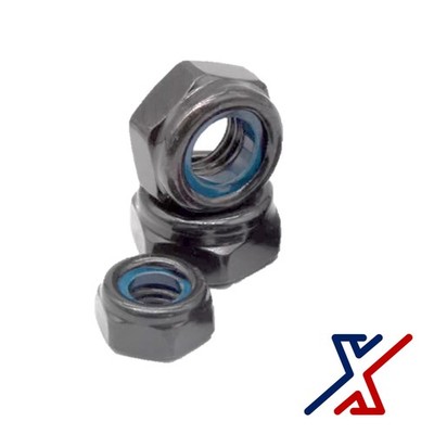 1/4''-20 Performance Black-Zinc-Plated Steel Thin-Profile Nylon-Insert Locknuts