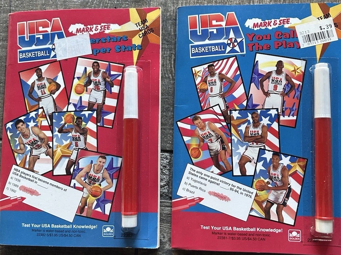 1992 Mark and See USA Dream Team 2 books with cards. Red/blue books.