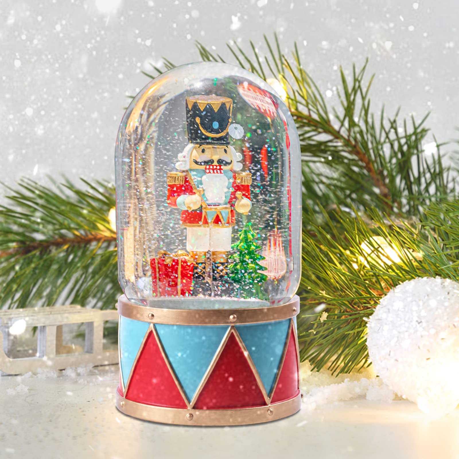 Christmas Snow Globes, Nutcracker Snow Globes with Music Lighted Swirling Gli...