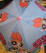 POWERPUFF GIRLS Rain UMBRELLA Cartoon Network 19" Pink  Blue