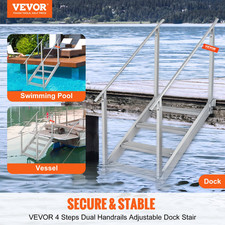 Dock Ladder 4 Step, Dock Stairs 30''-38'' Adjustable Height, 500 lbs Load Capac