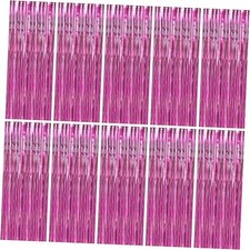 10 Pack Pink Foil Fringe Curtain, Metallic Photo Booth Backdrop Pink 10 Pack
