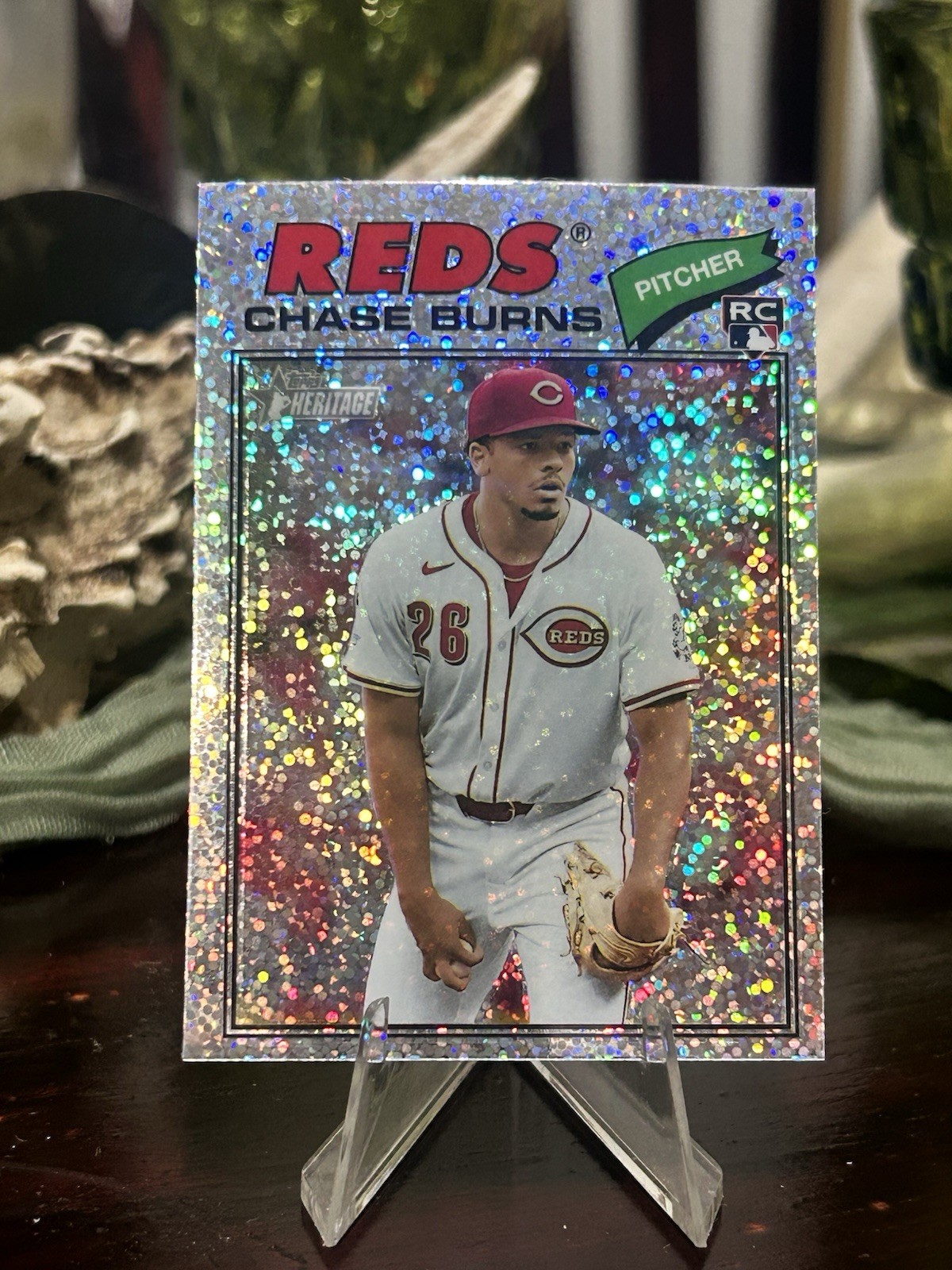 2026 Topps Heritage - Chase Burns #212 Chrome Silver Sparkle Refractor (RC)