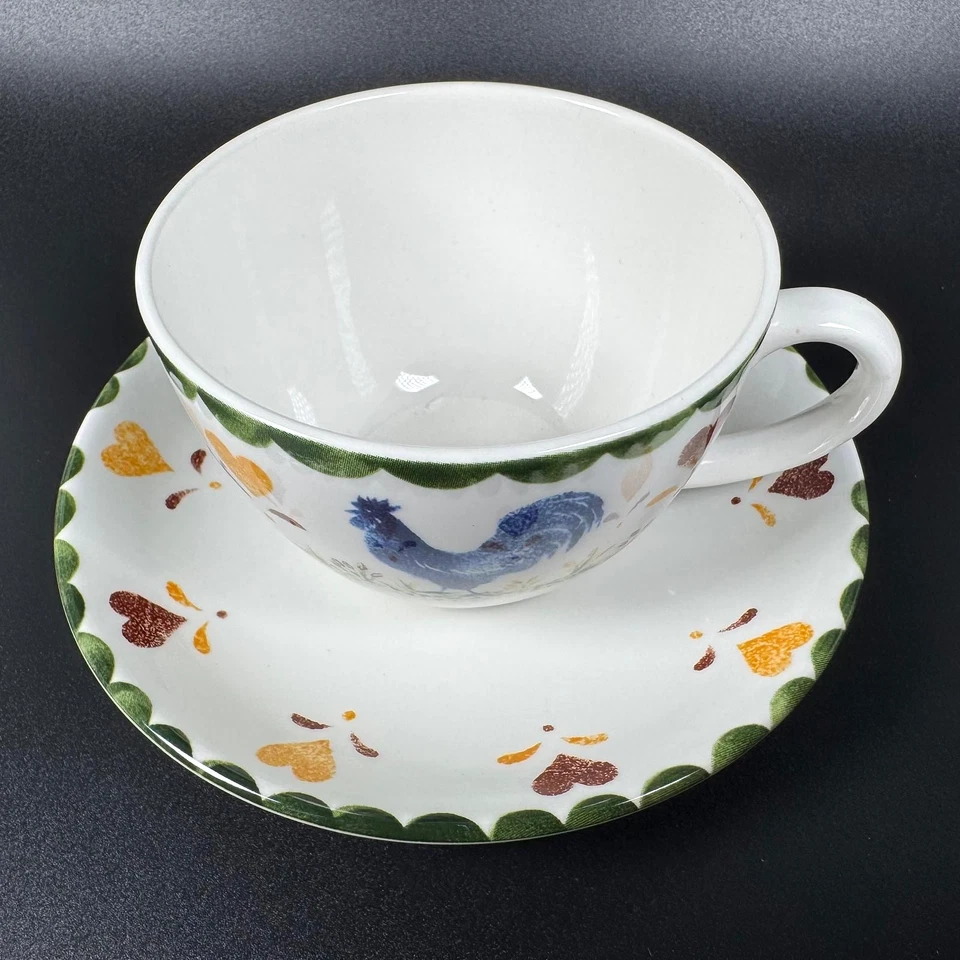 Wood & Sons Jacks Farm Tea Cup and Saucer - Pig, Cow, Cockerel - Spongeware - Image 2 of 4