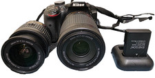 Nikon D3400 DSLR Camera 24.2MP 18-55mm 70-300mm Lenses, Case, 2 Batteries
