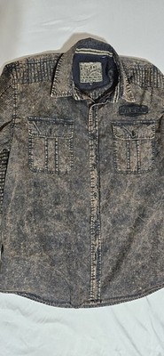 Affliction Embroidered Long Sleeve Dress Shirt XL Brown/Black in great condition