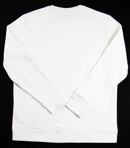 Fila Womens Pullover Logo Sweatshirt M Long Sleeve Crew Neck French Terry White - Picture 2 of 7