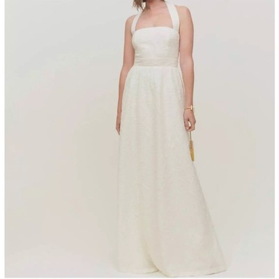 reformation white halter dress Reformation Womens Size 0 Bessie Linen Halter MIDI Dress White