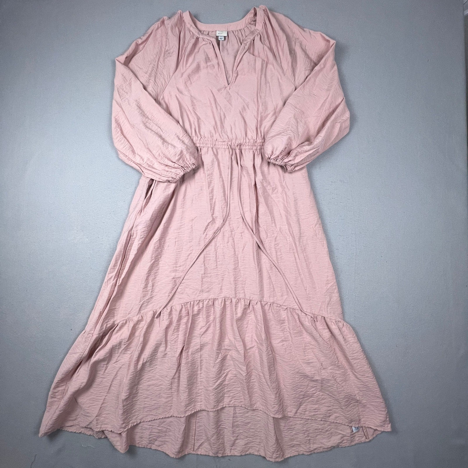 Maxi Dress Womens Large Pink Balloon Sleeve Tiered High Low Boho A New Day-image