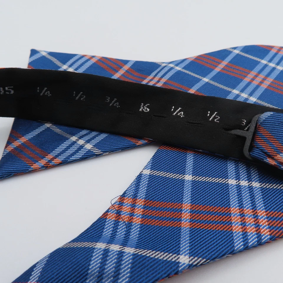 Pajarita de seda Tommy Hilfiger rosa azul naranja a cuadros 2,5" de ancho Foto 4 de 4