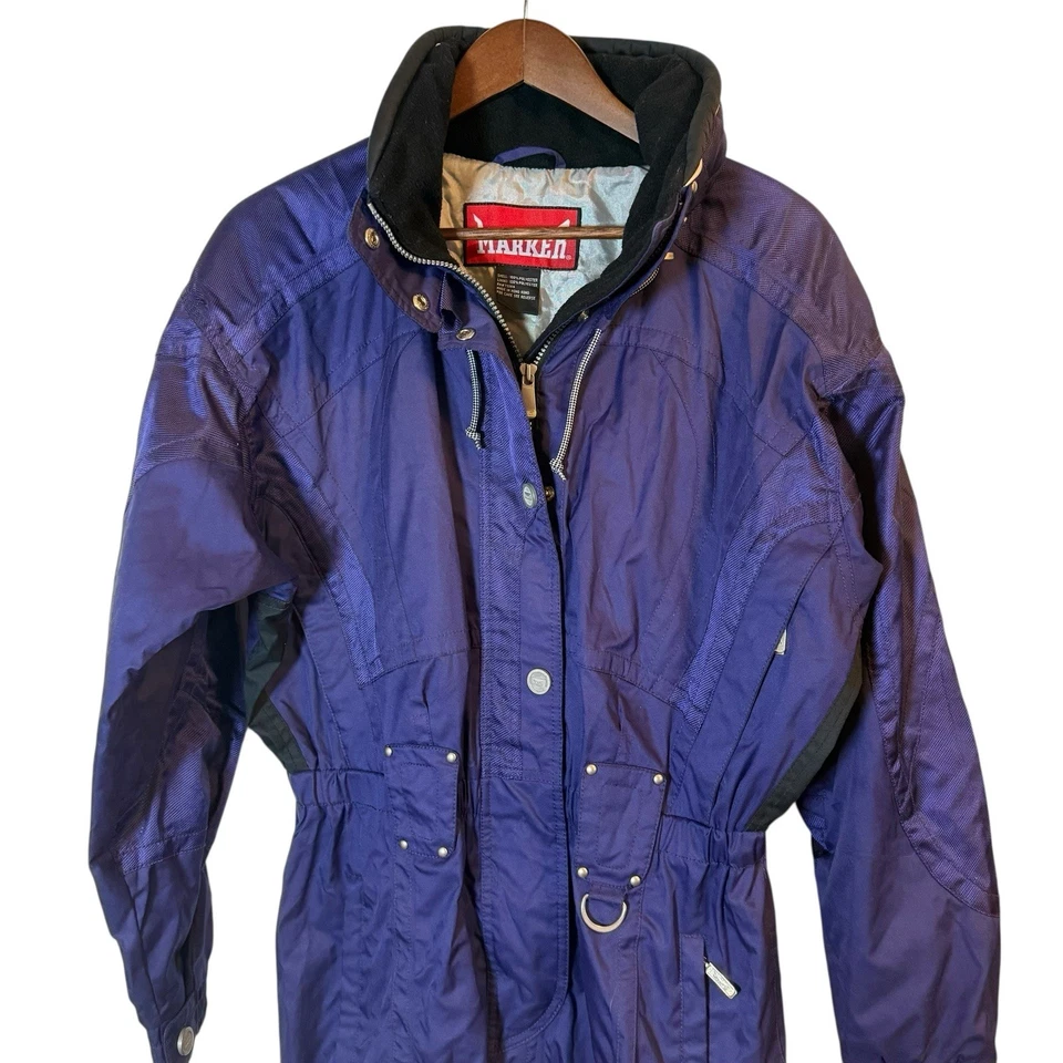 Vintage 80s 90s Marker Purple One Piece Ski Suit Women’s L Full Zip Hong Kong - Image 3 of 4