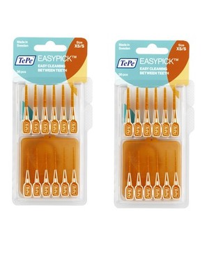2x TePe Easy Pick Interdentalbürsten XS/S organge a 36 Stück Zwischenraumbürsten