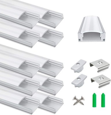 LightingWill Aluminiumkanal 3,3 Fuß/1 Meter Silber U-Form LED Diffusor mit Milch