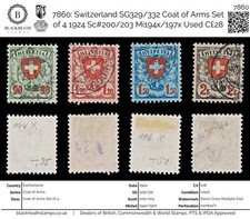 7860 : Suisse SG329/332 Écusson Ensemble De 4 1924 Sc#200/203 Mi194x/197x Us