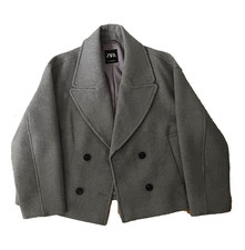 ZARA Damen Cabanjacke kurz grau doppeltreihig...
