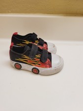 U.s Sports Toddler / Kids Black & Red Flame Sneakers with Toy Wheels Sz 6