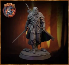 Ranger Miniature DnD Pathfinder Hooded Scout Bow And Sword Forest Hunter Resin