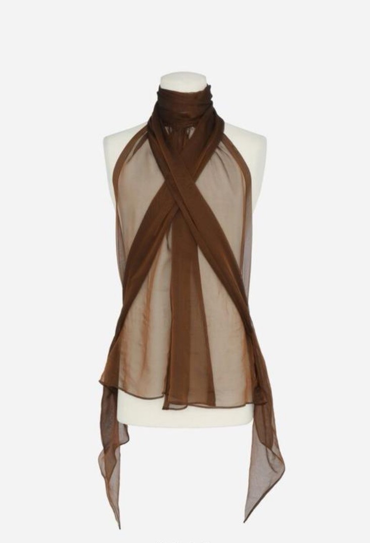 Top SS24 Saint Laurent scollo Grand Lavalliere marrone