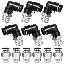 12 PCS 1/4 OD to 1/8 NPT Push to Connect, Elbow, Straight, Air Hose Combo