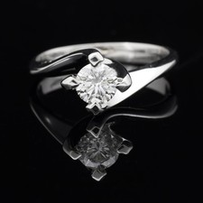 SOLITARIO ANELLO IN ORO BIANCO 18 KT 750 BRILLANTE 0.45 CT NATURALE CERTIFICATO