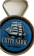 Cutty Sark Keyring 86 Proof Advertising Metal Acrylic Sail Boat Ship Key Chain