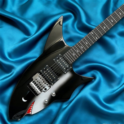 #ad Custom Black Shark Electric Guitar Solid Body Resin Inlay H H Pickups FR Bridge $307.50