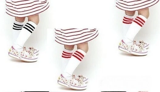 Малыши ясельного возраста Kids девочек хлопок полоски мягкий колена носки 2-8Y KHS004 - Изображение 3 из 3