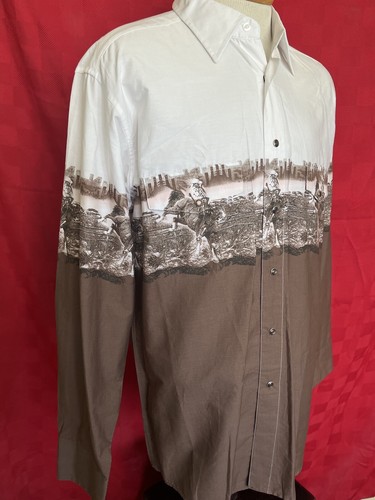 NEW Panhandle Slim Western Button Down Shirt Size Large Snaps Horses Cowboy AOP - Picture 9 of 13