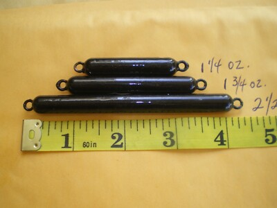 #ad 6 PCS. PENCIL SINKER 1 1 4 1 3 4 2 1 2 OZ. 2 EACH BLACK $11.99