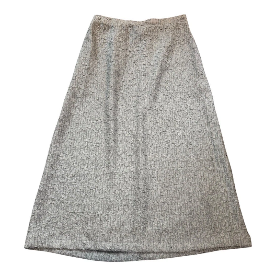 NEW Melloday Midi Skirt Textured A-Line Long Skirt Pull On Grey Medium