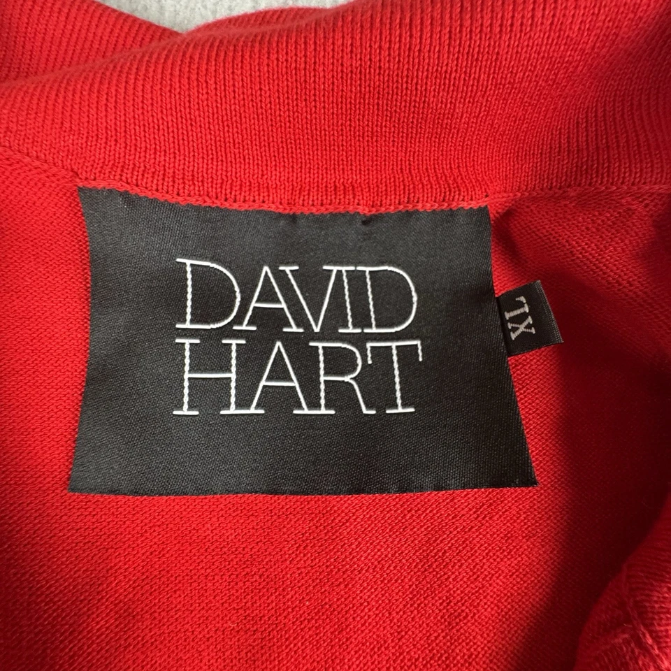 David Hart Shirt Mens XL Red Knit Double Stripe Preppy Designer - Image 2 of 4