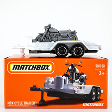 2022 Matchbox Power Grabs 98 MBX Cycle Trailer  WHITE PEARL  SHERIFF  FSB