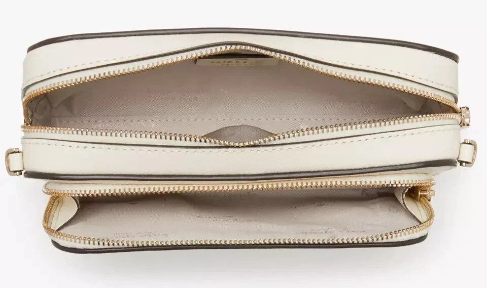 Borsa a tracolla Kate Spade Stacie doppia zip pelle bianca borsa meringa KG036 F