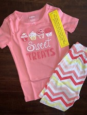 NWT Gymboree Gymmies Short Sleeve Pink Cupcake Cevron 2 Piece Pajamas - Size 4
