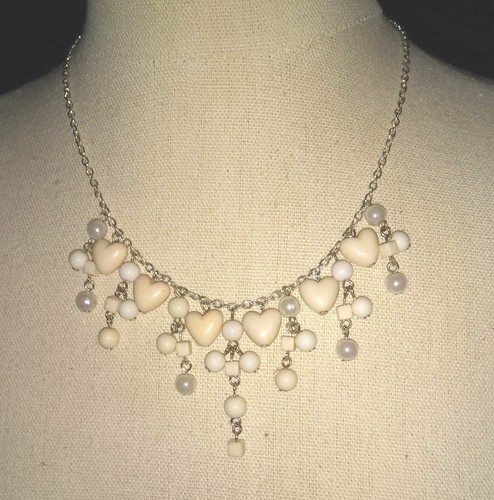 Beaded necklace choker heart beads adjustable silver 16" to 19" choose color - Picture 7 of 8