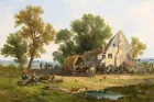 Country Scene With Animals and People oil painting Printed on canvas L2587