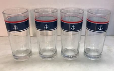 Chic & Tonic Set of 4 High Ball Glasses “Lets Sail Away” Nautical Collection 6”