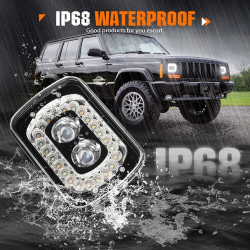 Pair 7x6 LED Headlights Halo DRL DOT For Chevy Express Cargo Van 1500 2500 3500 - Picture 9 of 10